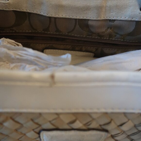 Coach A05K-4419 White Natural Limited Edition Straw Leather Satchel Handbag * - Picture 10 of 15